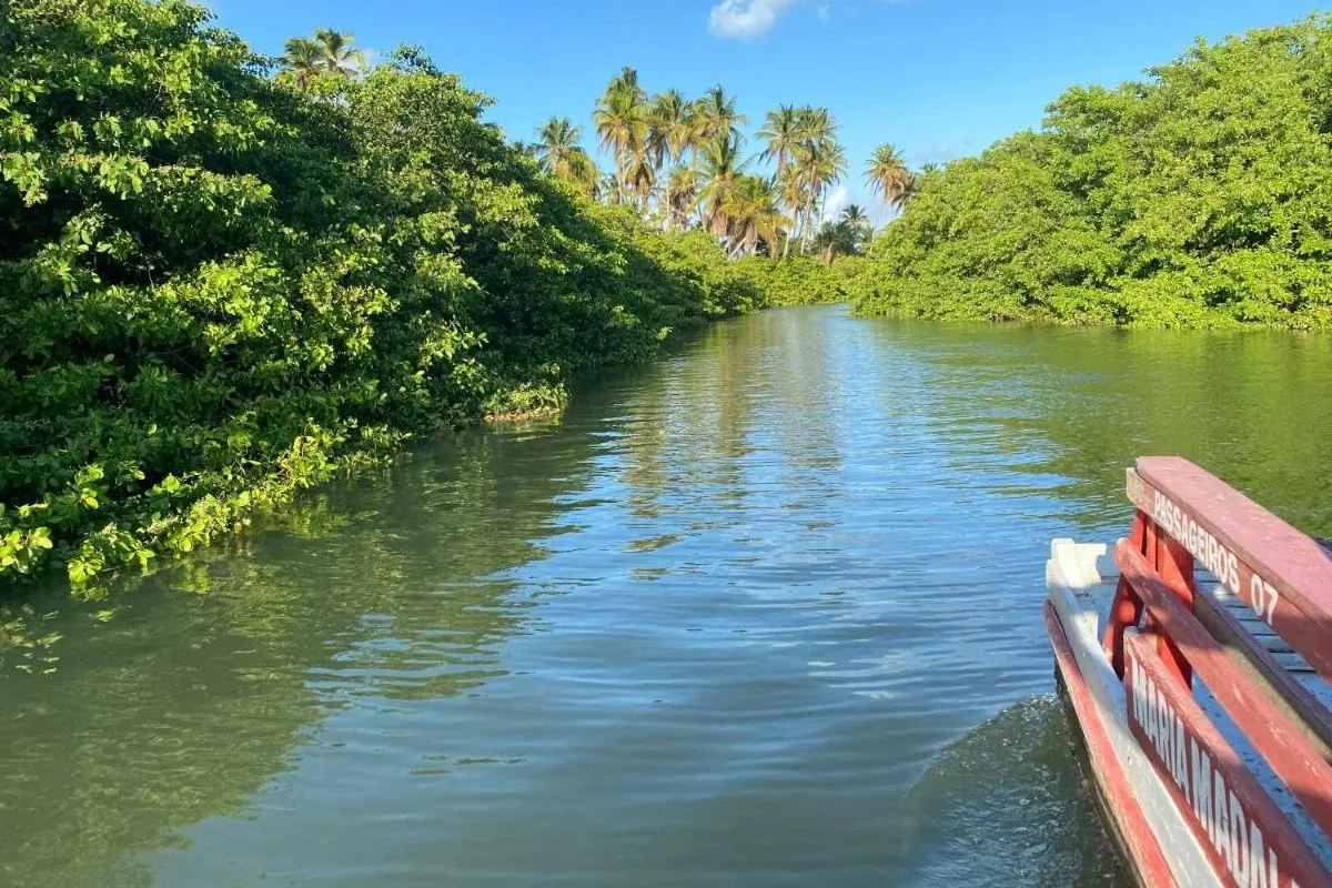 Barco no rio Manguaba, na Pousada Porto Manguaba